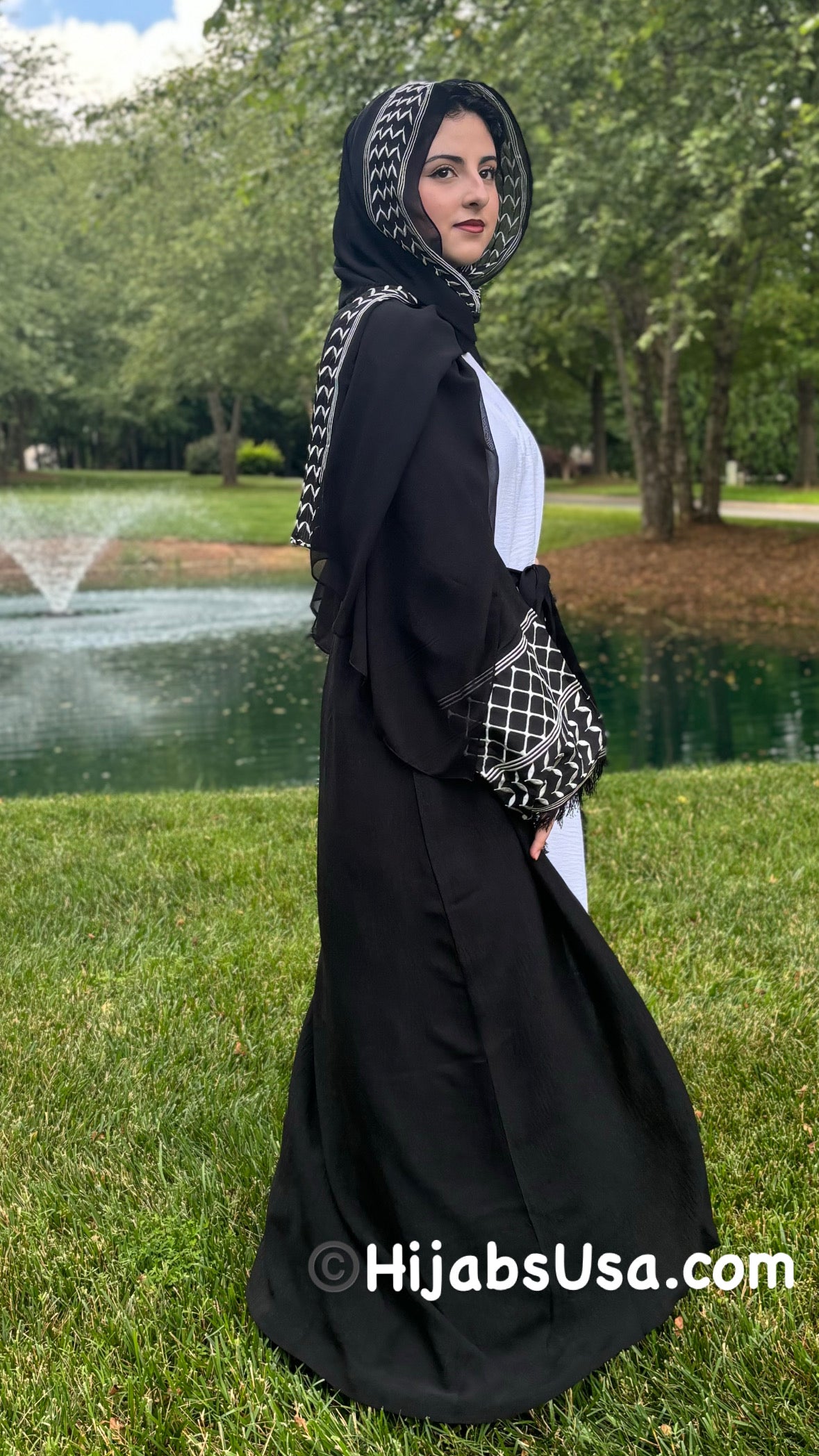 Kuffiyeh Inspired Abaya 4 pc set