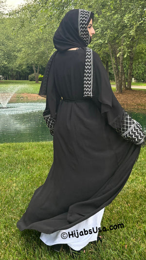 Kuffiyeh Inspired Abaya 4 pc set