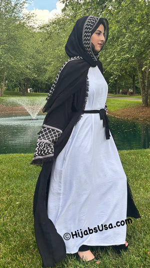 Kuffiyeh Inspired Abaya 4 pc set