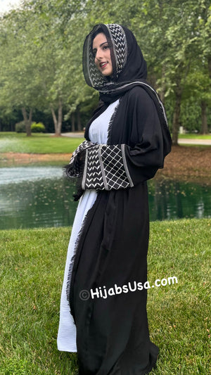 Kuffiyeh Inspired Abaya 4 pc set