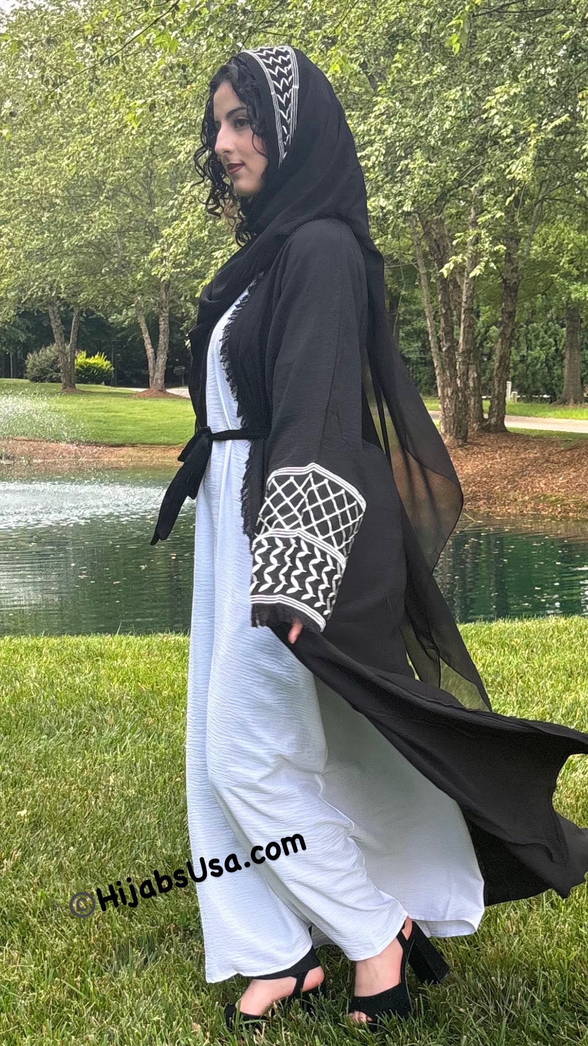 Kuffiyeh Inspired Abaya 4 pc set