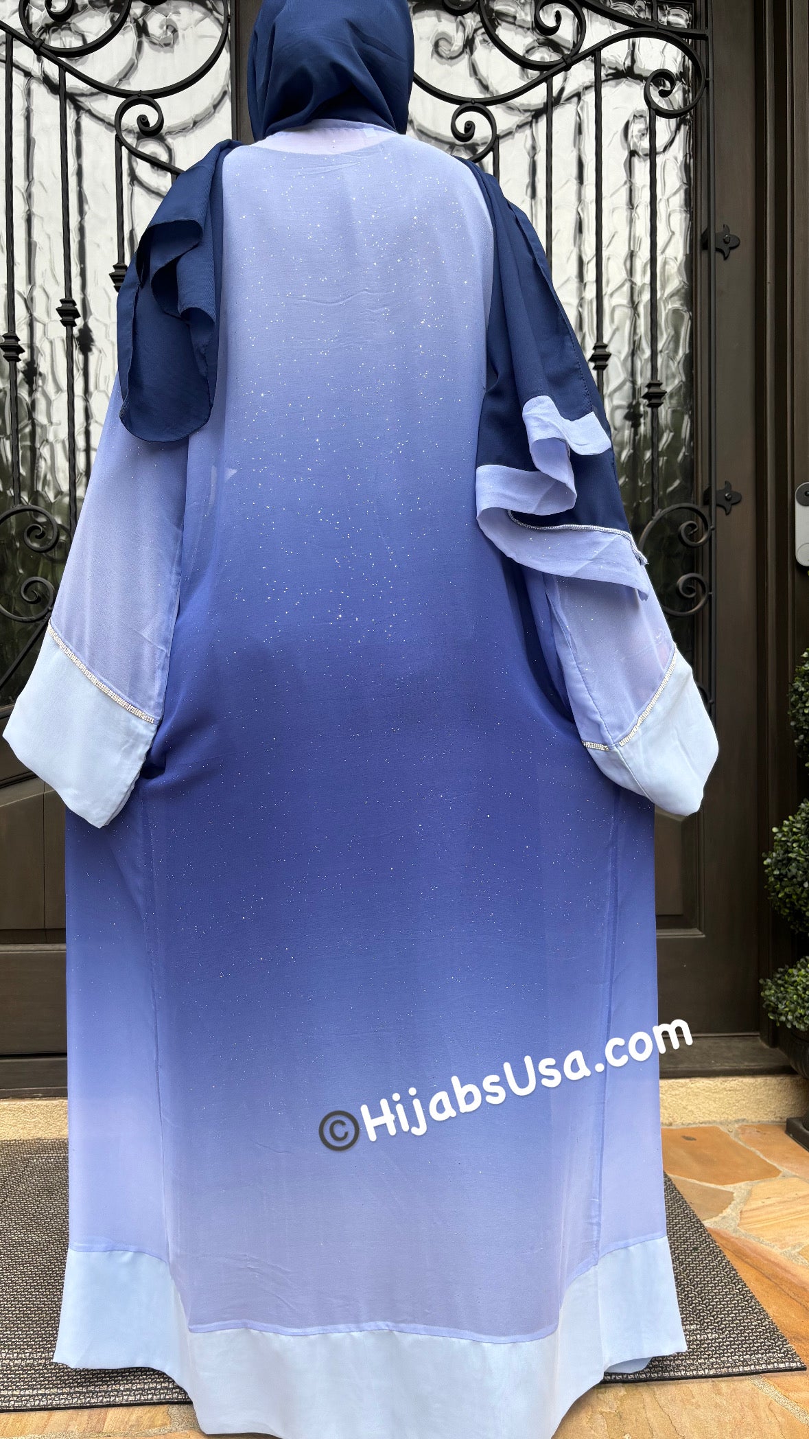 Deana Blue Ombré Sparkle 4pc Abaya