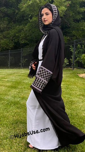 Kuffiyeh Inspired Abaya 4 pc set