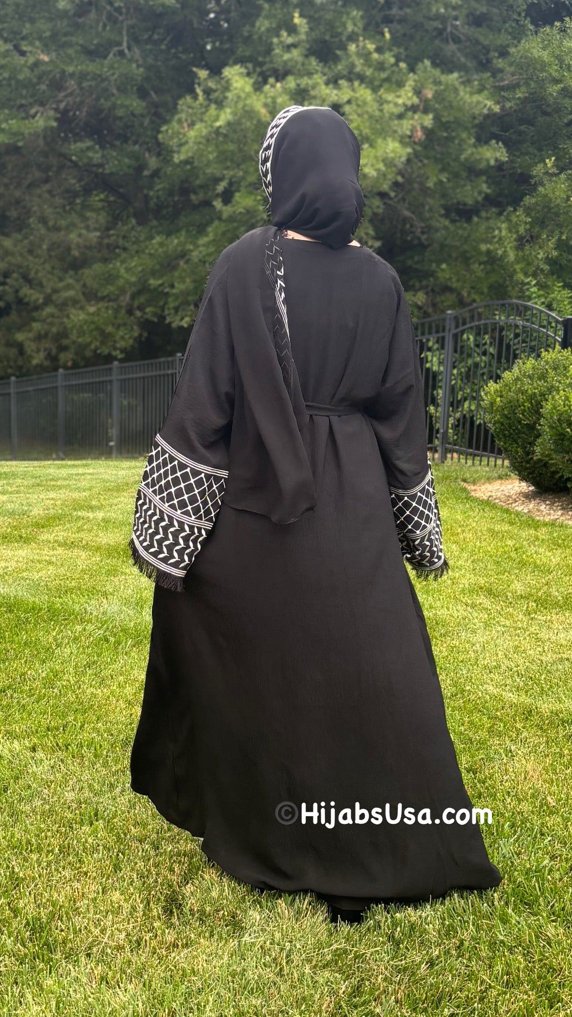 Kuffiyeh Inspired Abaya 4 pc set