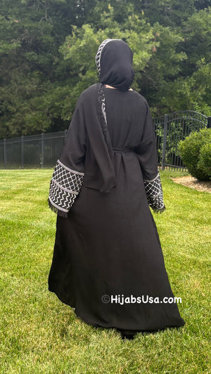 Kuffiyeh Inspired Abaya 4 pc set