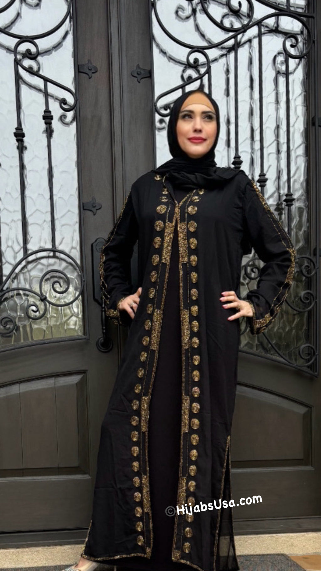 Leena Beaded Abaya(jacket Style)