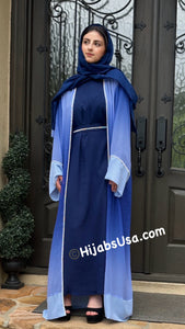 Deana Blue Ombré Sparkle 4pc Abaya