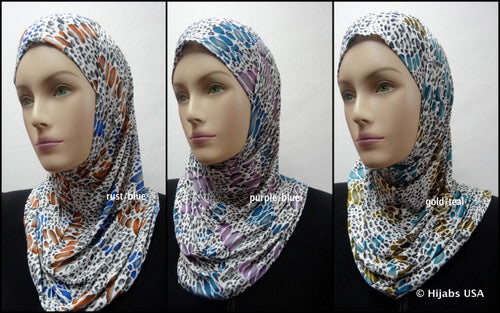 Multi-colored animal print 2pc Ameera Hijabs