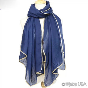 Solid Shawl With Golden Trim