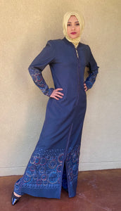 Noora  Abaya Pantsuit (Carbon Blue)
