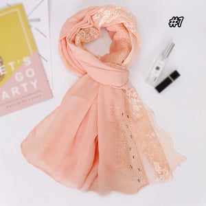 Fancy Solid/Floral edged shawl
